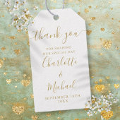 Elegante gouden script bedankje trouwgunst cadeaulabel
