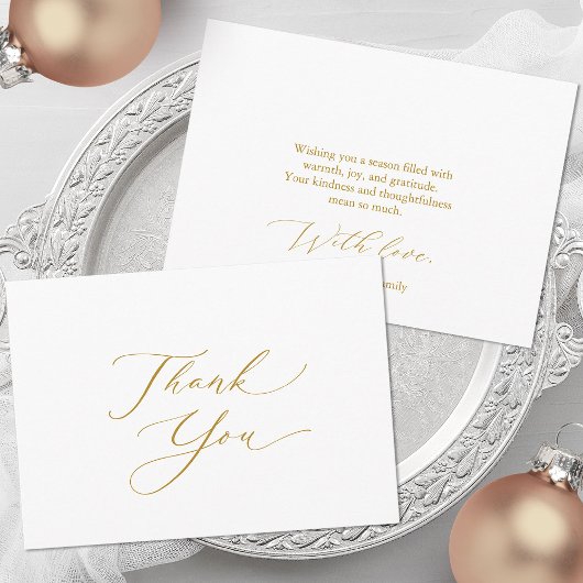 Elegante gouden script bedankkaart feestdagenkaart