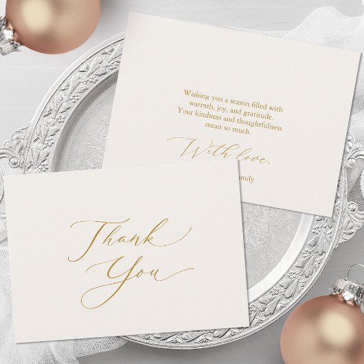 Elegante gouden script bedankkaart feestdagenkaart