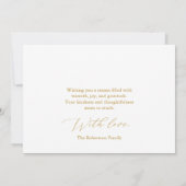 Elegante gouden script bedankkaart feestdagenkaart (Achterkant)