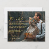 elegante gouden script bedankt trouwfoto kaart (Voorkant)