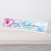 Elegante Gouden Script Bloem Moderne Bureaunaampla Bureau Naambordje (Voorkant)