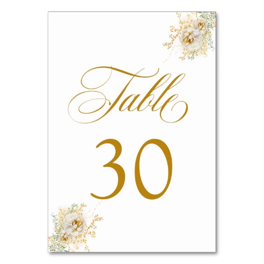 Elegante Gouden Script Bloemige Trouwtafel Nummer  Kaart (Achterkant)