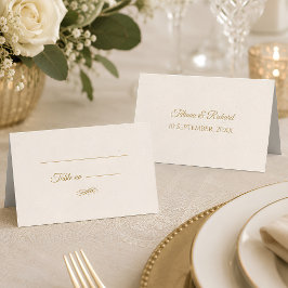 Elegante gouden script bruidsbegeleidingskaart plaatskaartje