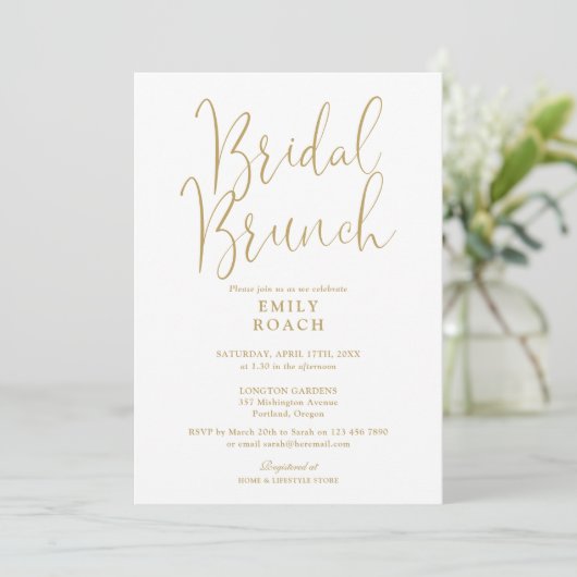 Elegante gouden script bruidsfeestbundel kaart (Staand voorkant)