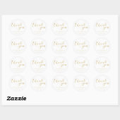 Elegante gouden script bruiloft gunst dank u ronde sticker (Vel)