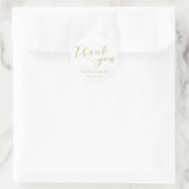 Elegante gouden script bruiloft gunst dank u ronde sticker (Tas)