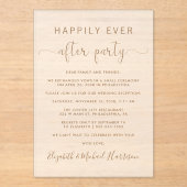 Elegante gouden script bruiloft receptie Frosted Acryl Uitnodigingen (Voorkant)