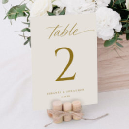Elegante Gouden Script Bruiloft Tafel Nummers Kaart