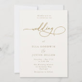 Elegante gouden script bruiloft uitnodiging (Voorkant)