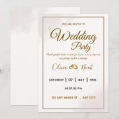 Elegante gouden script bruiloft uitnodigingskaart kaart (Voorkant / Achterkant)