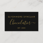 Elegante Gouden Script Chocoladefabrikant Merknaam Visitekaartje (Voorkant)