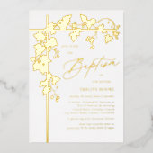 Elegante gouden script doop folie uitnodiging (Voorkant)
