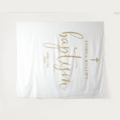 Elegante gouden script doop foto achtergrond wandkleed (Voorkant (horizontaal))