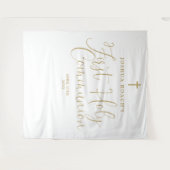 Elegante gouden script Eerste Heilige Communie Ach Wandkleed (Voorkant (horizontaal))