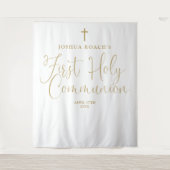 Elegante gouden script Eerste Heilige Communie Ach Wandkleed (Voorkant)