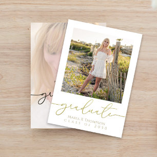 Elegante gouden script einjaars fotokaart aankondiging