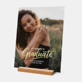 Elegante Gouden Script Foto Afstudeercadeau Acryl Bord (Hoek)