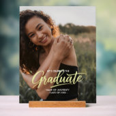 Elegante Gouden Script Foto Afstudeercadeau Acryl Bord (Neutraal)