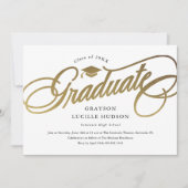 Elegante Gouden Script Foto Afstuderen Kaart (Voorkant)