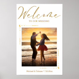 Elegante gouden script foto bruiloft welkom poster