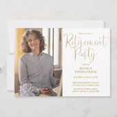 Elegante gouden script foto pensioenfeest kaart (Voorkant)