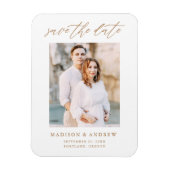 Elegante gouden script foto save the date magneet (Verticaal)