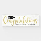 Elegante gouden script Gelukwensen afgestudeerde Spandoek (Horizontaal)