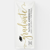 Elegante Gouden Script Geslaagd Wit Spandoek (Verticaal)