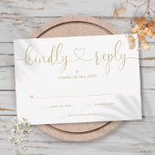 Elegante gouden script hart vriendelijke reactie RSVP kaartje