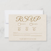 Elegante gouden script huwelijks-RSVP kaart (Voorkant)