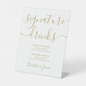 Elegante gouden script huwelijks signature drankje reclamebord met voetstuk (Voorkant)