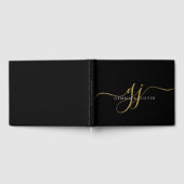 Elegante Gouden Script Initiaal Naam Monogram Zwar Gastenboek (Volledig)