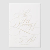 Elegante gouden script kalligrafie bruiloft overla vellum uitnodigingen (Voorkant)