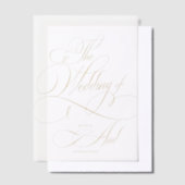 Elegante gouden script kalligrafie bruiloft overla vellum uitnodigingen (Offset)