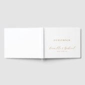 Elegante gouden script kalligrafie witte bruiloft gastenboek (Volledig)