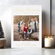 Elegante gouden script kerst foto kerstkaart