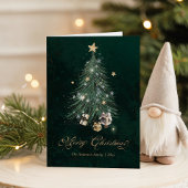 Elegante gouden script kerstboom feestdagen kaart