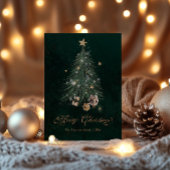 Elegante gouden script kerstboom feestdagen kaart