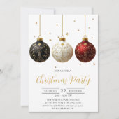 Elegante gouden script kerstfeest uitnodiging (Voorkant)
