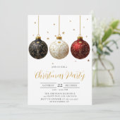 Elegante gouden script kerstfeest uitnodiging (Staand voorkant)