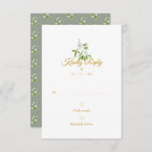 Elegante Gouden Script Mistletoe Winter Bruiloft R RSVP Kaartje (Voorkant / Achterkant)