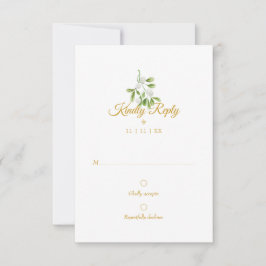Elegante Gouden Script Mistletoe Winter Bruiloft R RSVP Kaartje