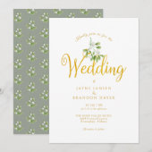 Elegante Gouden Script Mistletoe Winterhuwelijk Kaart (Voorkant / Achterkant)