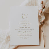 Elegante Gouden Script Monogram Huwelijk Kaart