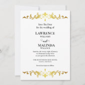 Elegante Gouden Script Monogram Huwelijk Save The  Save The Date (Voorkant)