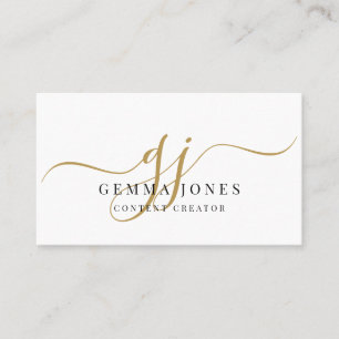 Elegante Gouden Script Monogram Inhoud Maker Visitekaartje