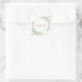 Elegante Gouden Script Monogram Initiaal Groenelem Vierkante Sticker (Tas)