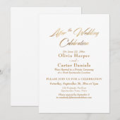 Elegante Gouden Script Na de Trouwfeest Viering Kaart (Voorkant / Achterkant)