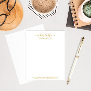 Elegante Gouden Script Naam Monogram Notitiekaartje